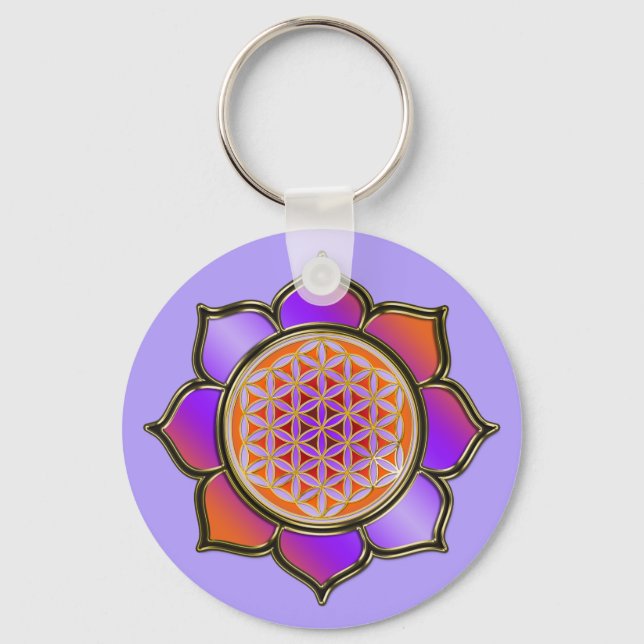 Chaveiro Blume des Lebens Lotus - laranja violeta/violeta (Frente)