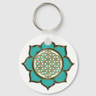 Chaveiro Blume des Lebens Lotus - türkis / transparente