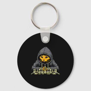 Chaveiro Blusa de Gato Laranja Jogando Xadrez Jogo Legal Mu