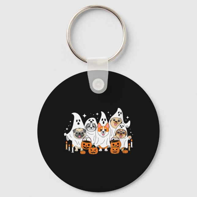 Chaveiro Blusa decote em V Halloween Fantasma Cachorro Femi (Frente)