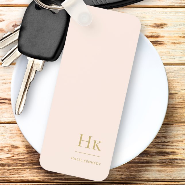 Chaveiro Blush Mínimo Clássico Monograma Moderno Dourado (Criador carregado)