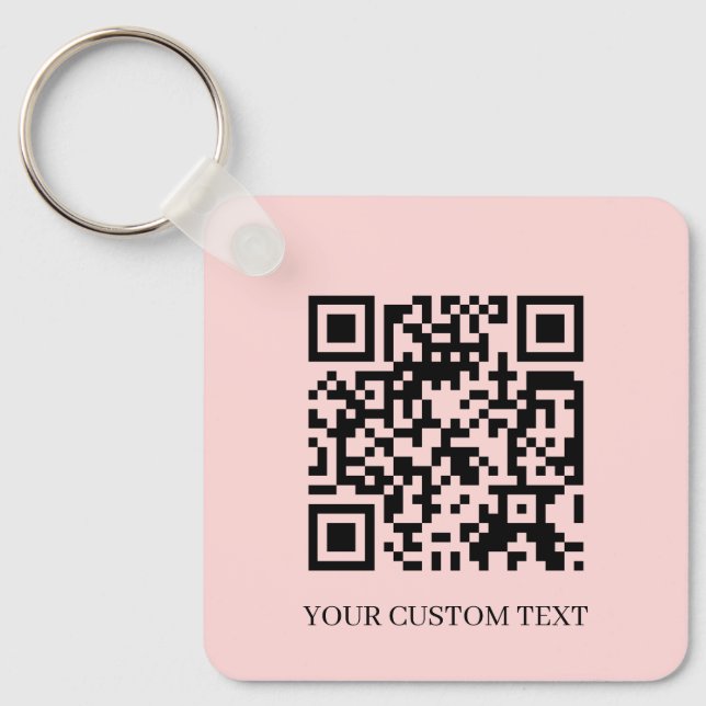 Chaveiro Blush Pink QR | Minimalist Custom Text Keychain (Frente)
