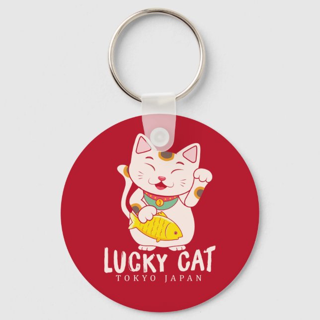 Chaveiro Boa Sorte, Charm Sortudo Cat Maneki Neko (Frente)