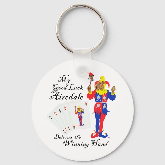 Chaveiro Boa Sorte Poker Airedale Terrier (Frente)