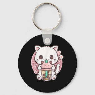 Chaveiro Boba Cat Boba Tea Bubble Tea Kawaii Anime Cat Kawa
