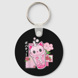 Chaveiro Boba Tea Cat Bubble Tea Kawaii Anime Japonesa