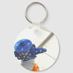 Chaveiro Boca de incêndio de fogo patriótica branca e azu