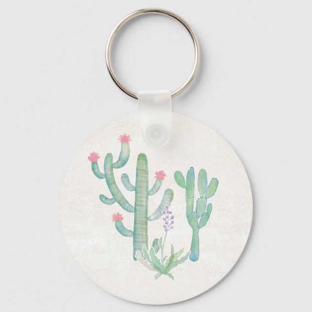Chaveiro Bohemian Watercolor Cactus (Frente)
