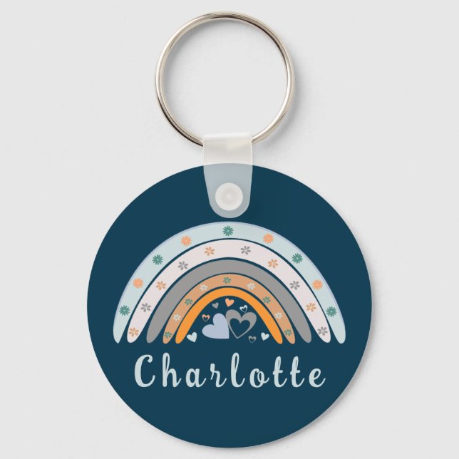 Chaveiro Boho Arco-Íris com Nome Personalizado (Frente)