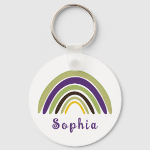 Chaveiro Boho Arco-íris com Nome Personalizado em Verde