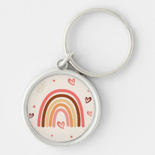 Chaveiro Boho Bolinhas Arco-Íris e Coloração Neutra do Arco