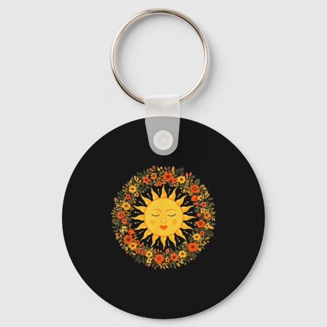 Chaveiro Boho Espiritual Sol Fofo Boêmio Celestial Hippie  (Frente)