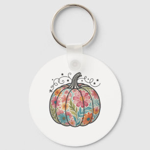 Chaveiro Boho Floral Abóbora Préppy Outono Ação de Graças A