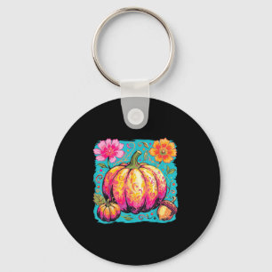 Chaveiro Boho Floral Ação de Graças Pumpkin Fall Vibes