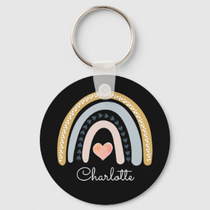 Chaveiro Boho Personalizado Cria-Arco-Íris Preto