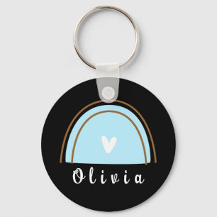 Chaveiro Boho Rainbow minimalista com nome personalizado