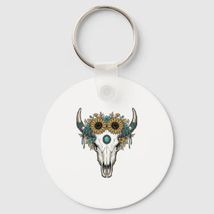 Chaveiro Boho Touro Caveira Girassol Vintage Western Gravaç