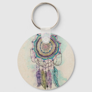 Chaveiro Boho Watercolor Mandala Dreamcatcher