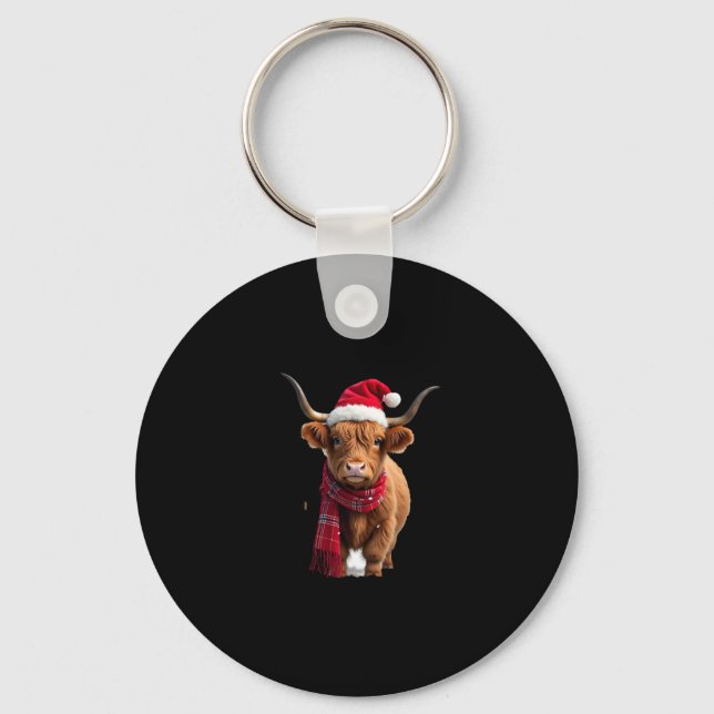 Chaveiro Boho Xmas Christmas Highland Cow T-Shirt (3) (Frente)