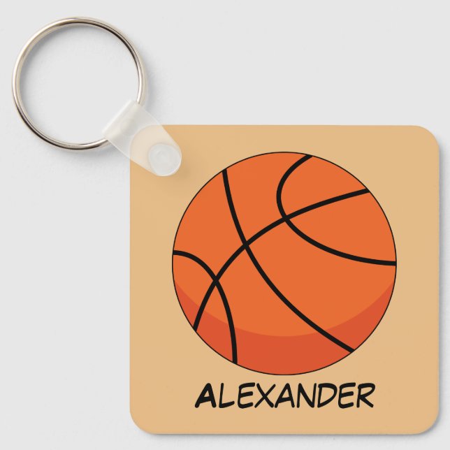 Chaveiro Bola de Basquete de Cartoon | Adicionar nome (Frente)