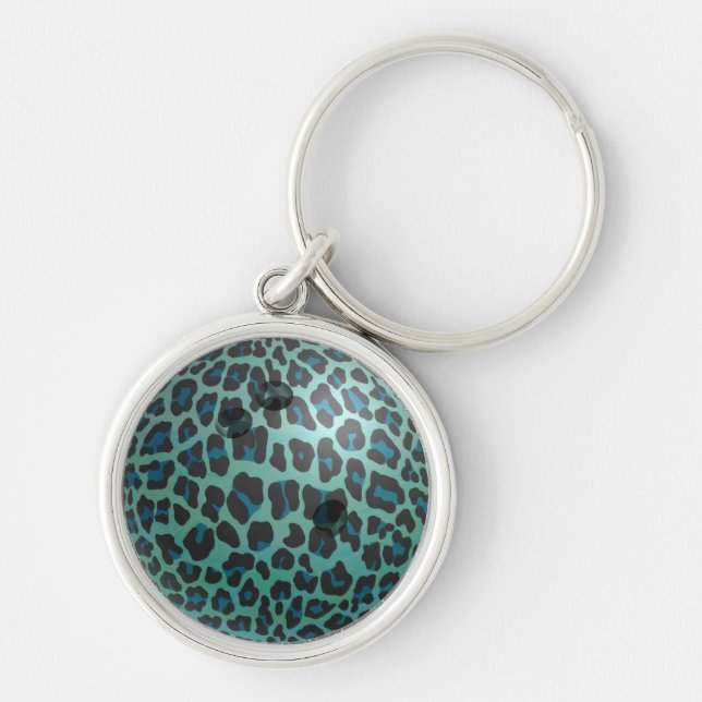 Chaveiro Bola de boliche Leopard Teal (Frente)