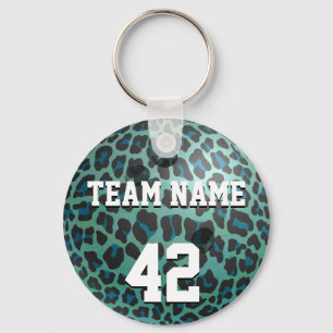 Chaveiro Bola de Boliche Leopardo Azul Turquesa