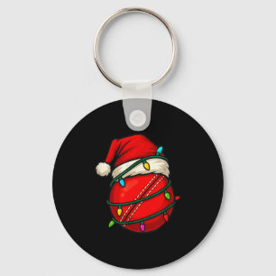 Chaveiro Bola de Críquete Com Chapéu de Papai Noel Natal Di