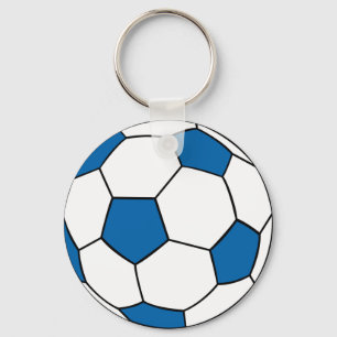 Chaveiro bola de futebol azul e branca