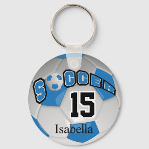 Chaveiro Bola de Futebol Azul e Branco