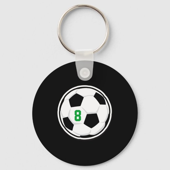 Chaveiro Bola de Futebol Branca Preta Verde Número da Equip (Frente)