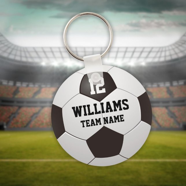 Chaveiro Bola de Futebol com Nome Personalizado Número Nome (Personalized Name Number Team Name Soccer Ball Keychain)