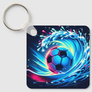 Chaveiro Bola de Futebol de Onda Futurista Oceano Surf