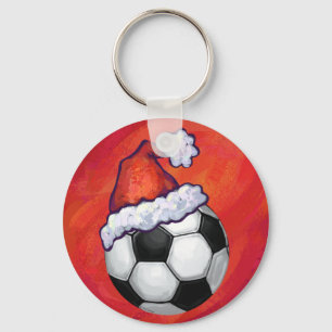 Chaveiro Bola de Futebol do Santa Hat em Vermelho