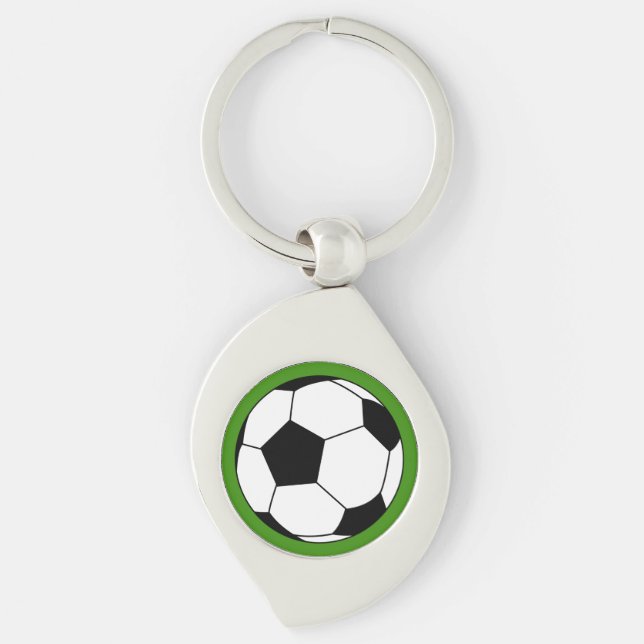 Chaveiro Bola de Futebol Preto e Branco no Verde (Frente)