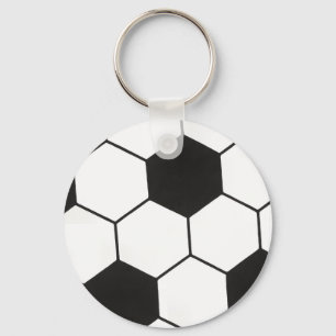 Chaveiro Bola de Futebol Preto e Branco Padrão Geométrico