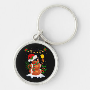 Chaveiro Bola de futebol Snowman Santa Hat Feliz Natal