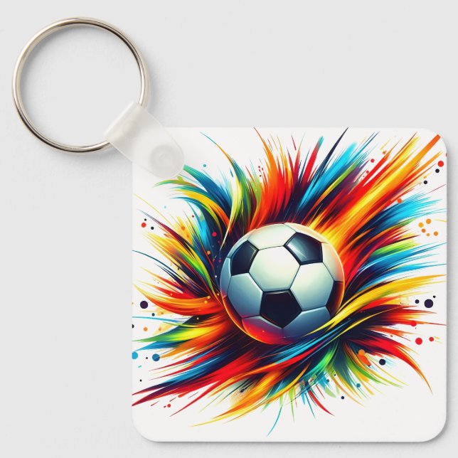 Chaveiro Bola de Futebol Splash Futurista Abstrato (Frente)