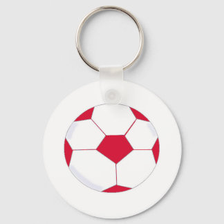 Chaveiro Bola de Futebol Vermelha e Branca
