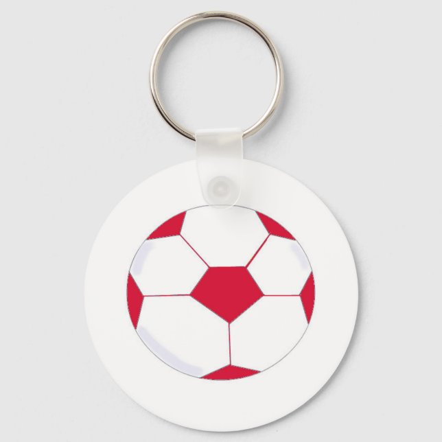 Chaveiro Bola de Futebol Vermelha e Branca (Frente)