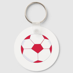 Chaveiro Bola de Futebol Vermelho e Branco