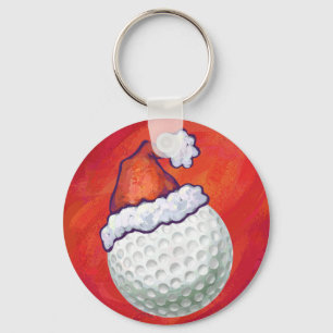 Chaveiro Bola de Golfe em Santa Chapéu em Vermelho