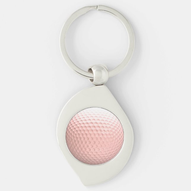 Chaveiro Bola de Golfe Rosa com Números Negros Esporte (Frente)