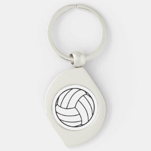 Chaveiro Bola de Volei Preto/Branco sobre Branco