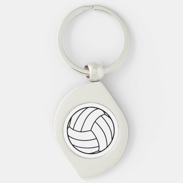 Chaveiro Bola de Volei Preto/Branco sobre Branco (Frente)