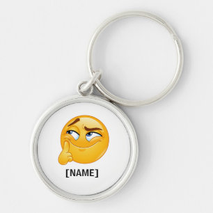 Chaveiro Bolas de Golfe Emoji Pensativo Fofo Rosto Sorriden