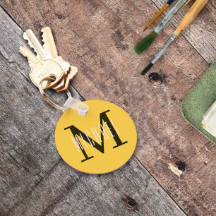 Chaveiro Bold Monograma inicial e nome próprio amarelo