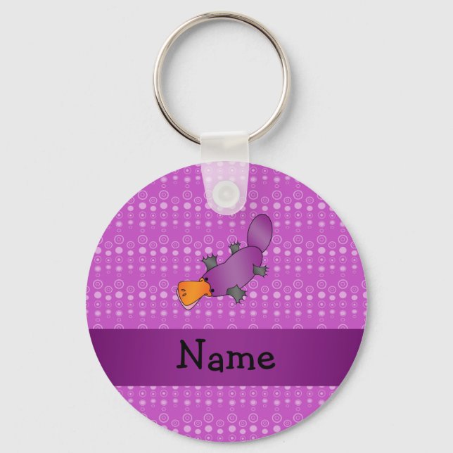 Chaveiro Bolhas roxas de platypus de nome personalizado (Frente)