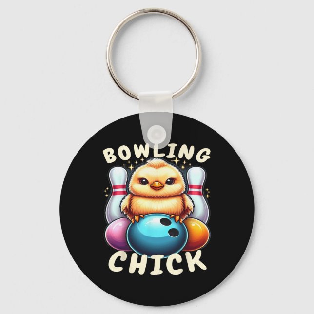Chaveiro Boliche de boliche-dez pinos Engraçada para Mulher (Frente)
