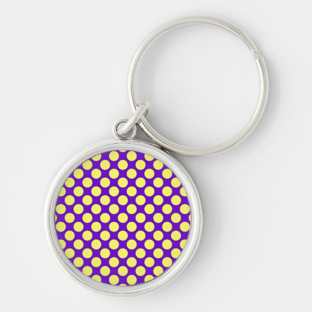Chaveiro Bolinhas amarelas com STaylor de fundo roxo (Frente)