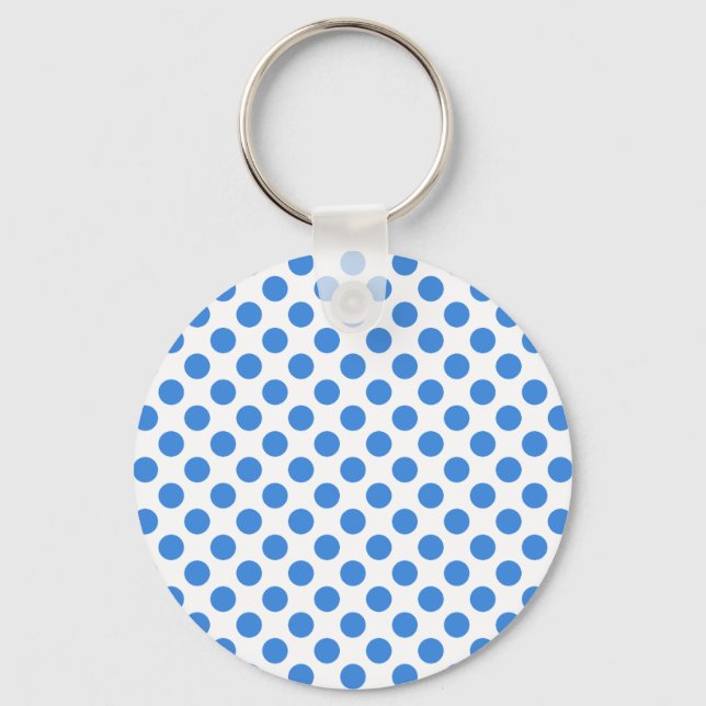 Chaveiro Bolinhas azuis com fundo personalizável (Frente)